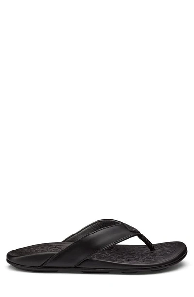 Olukai Mekila Flip Flop In Black / Black