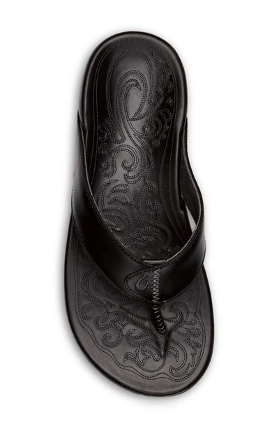 Shop Olukai Mekila Flip Flop In Black / Black