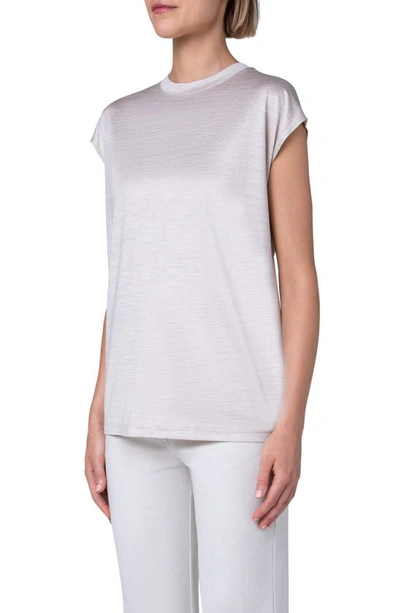 Shop Akris Cap Sleeve Silk Jersey T-shirt In 031 Greige