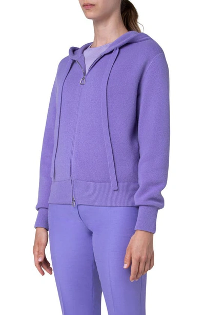 Shop Akris Cashmere Piqué Zip Hooded Sweater In 076 Lavender