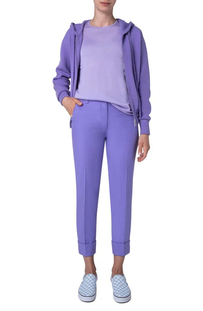 Shop Akris Cashmere Piqué Zip Hooded Sweater In 076 Lavender