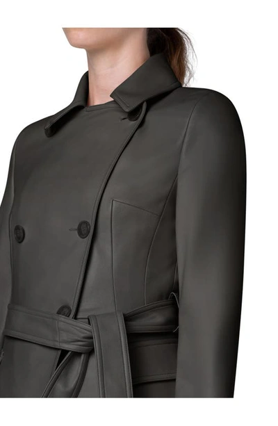 Shop Akris Larissa Double Breasted Leather Jacket In 054 Moss