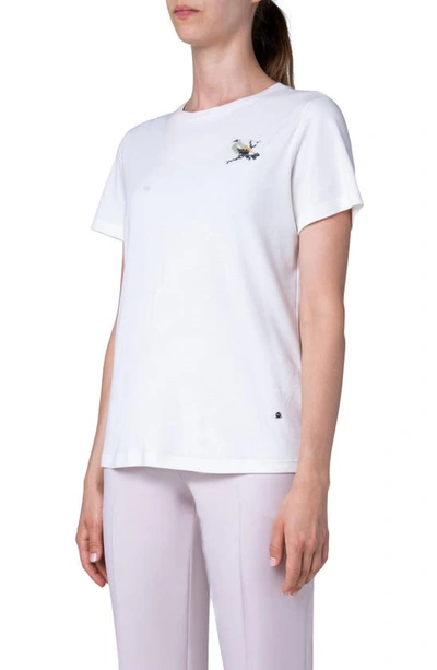 Shop Akris Embroidered Bird Cotton T-shirt In 011 Ecru