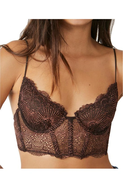 Free People All I Want Metallic Longline Bra In Copper