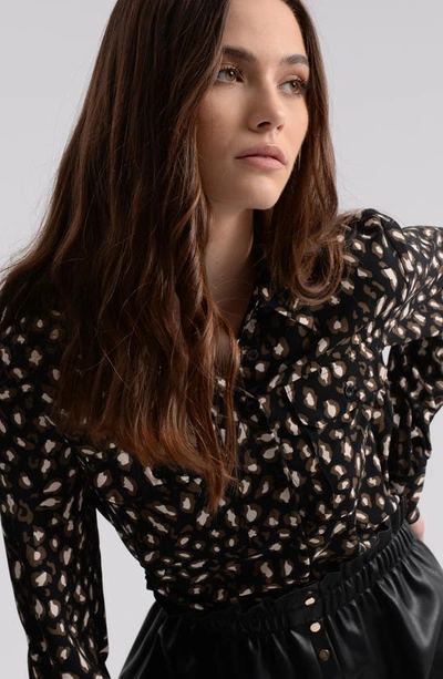 Shop Molly Bracken Leopard Print Shirt In Black