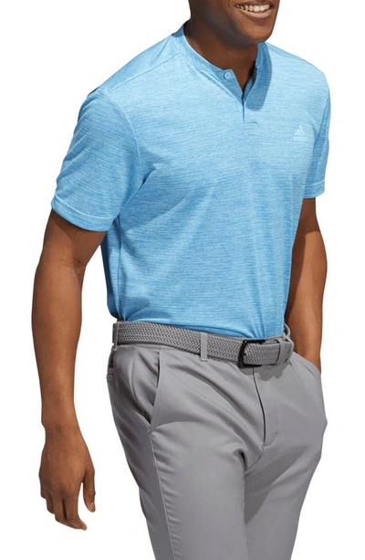 Shop Adidas Golf Recycled Golf Henley In Pulse Blue/ Bliss Blue