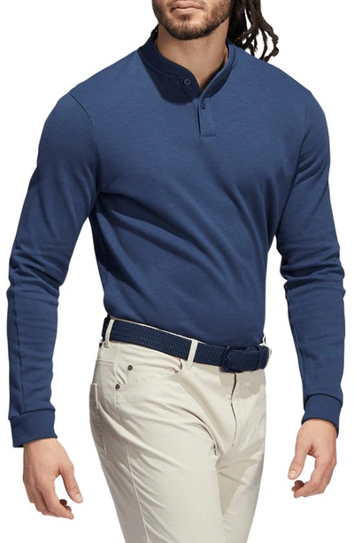Shop Adidas Golf Go-to Cotton Blend Long Sleeve Henley In Crew Navy