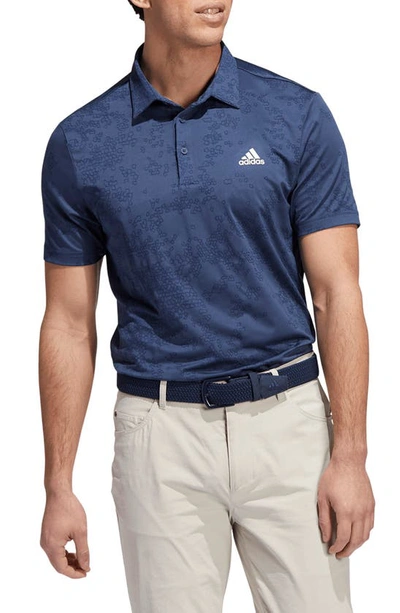 Shop Adidas Golf Jacquard Performance Golf Polo In Crew Navy/ Collegiate Navy