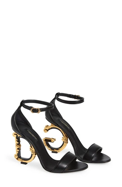 Shop Dolce & Gabbana Keira Baroque Dg Heel Sandal In Nero