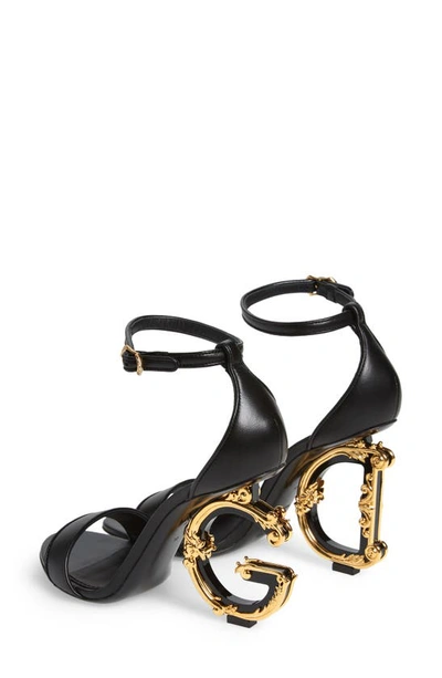 Shop Dolce & Gabbana Keira Baroque Dg Heel Sandal In Nero