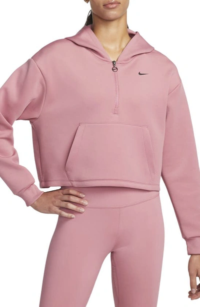 Nike Metallic Dri-fit Half Zip Crop Graphic Logo Hoodie In Pink | ModeSens