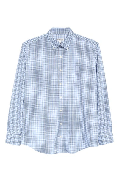 Shop Peter Millar Blue Water Cotton Button-down Sport Shirt In Atlantic Blue