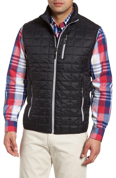 Cutter & Buck Rainier Primaloft Mens Big And Tall Eco Insulated Full Zip Puffer Vest In Black