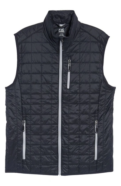 Cutter & Buck Rainier Primaloft Mens Big And Tall Eco Insulated Full Zip Puffer Vest In Black