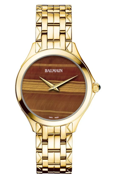 Shop Balmain Flamea Bracelet Watch, 34mm In Gold/ Brown