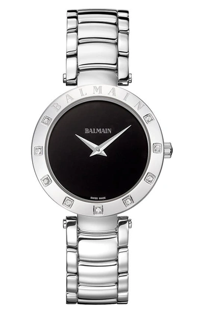 Shop Balmain Bijou Diamond Bracelet Watch, 33mm In Silver/black