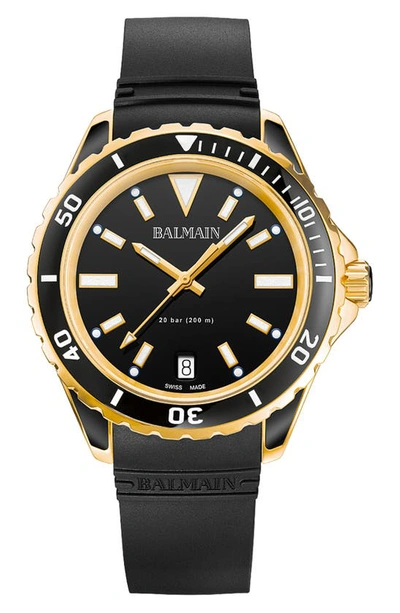 Shop Balmain Watches Ophrys Dive Rubber Strap Watch, 38.5mm In Black