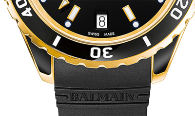 Balmain Watches Ophrys Dive Rubber Strap Watch, 38.5mm In Black