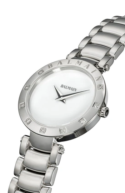 Balmain Women's Swiss Ia Bijou Diamond (1/10 Ct. T.w.) Stainless Steel Bracelet Watch 33mm In Metallic