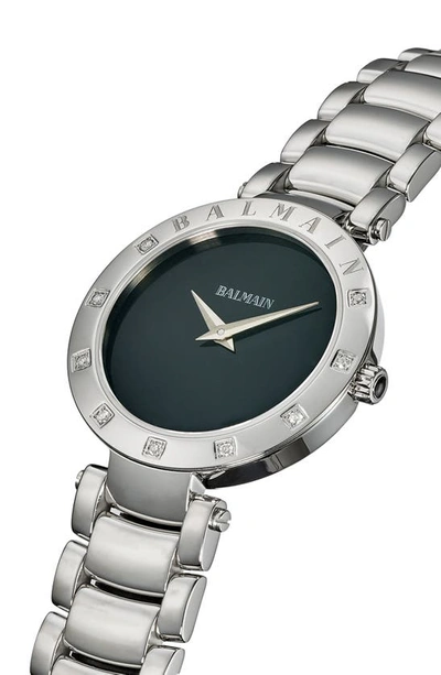 Shop Balmain Bijou Diamond Bracelet Watch, 33mm In Silver/black