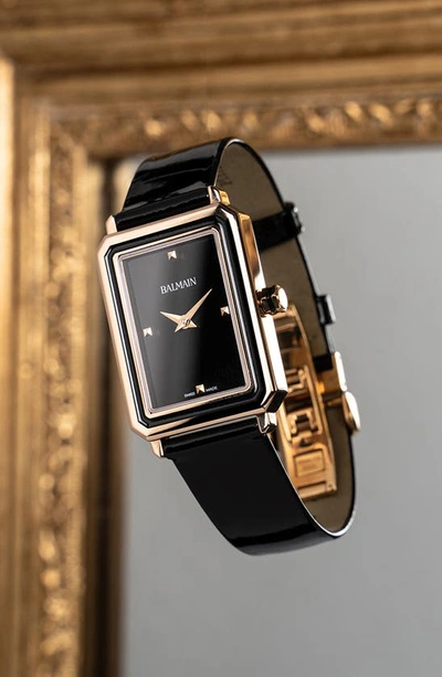 Balmain Watches Eirini Leather Strap Watch, 25mm X 33mm In Black
