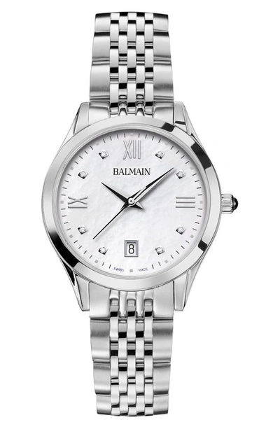 Shop Balmain Classic R Diamond Bracelet Watch, 34mm In Silver