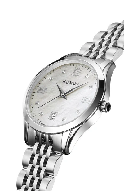 Shop Balmain Classic R Diamond Bracelet Watch, 34mm In Silver