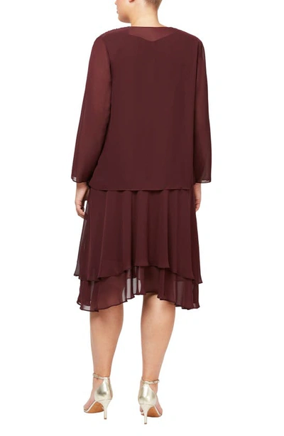 Slny Sequin Beaded Dress & Jacket Set In Fig