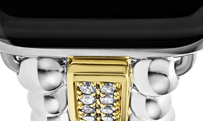 Lagos Smart Caviar Two-tone Sterling Silver And 18k Yellow Gold Diamond 2-link Apple Watch Bracelet, 38-45 In Silver Gold Diamond