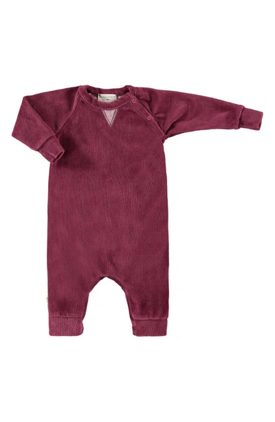 Shop Paigelauren Velour Romper In Burgundy