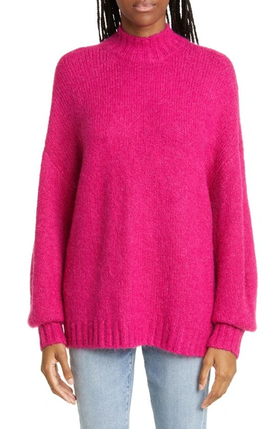 Shop Pistola Carlen Mock Neck Oversize Sweater In Fuchsia