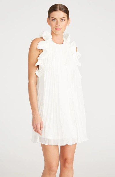 Shop Amur Mimi Ruffle Pleated Chiffon Dress In Off-white
