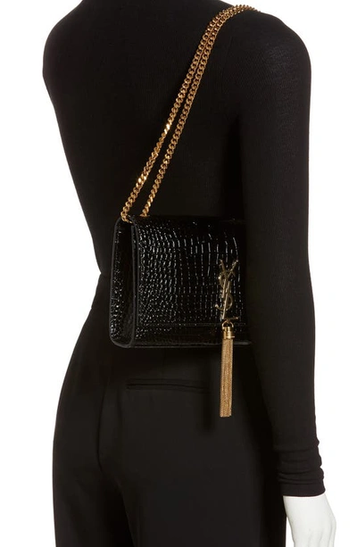 Shop Saint Laurent Medium Kate Leather Shoulder Bag In Nero