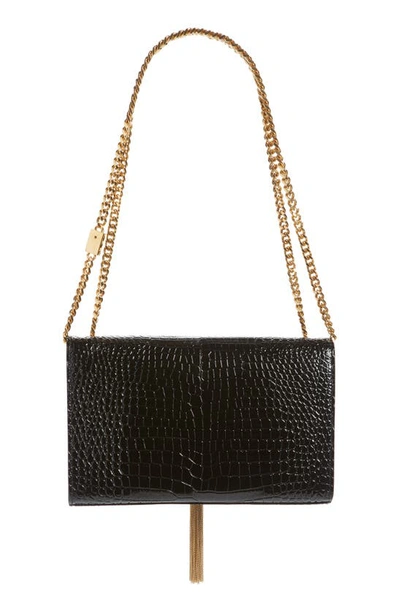 Shop Saint Laurent Medium Kate Leather Shoulder Bag In Nero