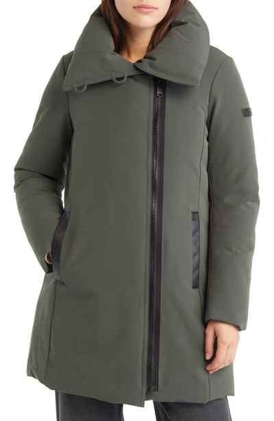 Shop Sam Edelman Asymmetric Zip Water Repellent Parka In Loden