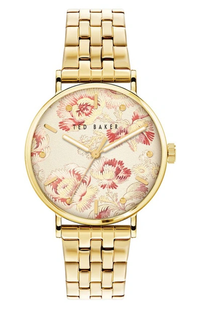 Shop Ted Baker Phylipa Bloom Bracelet Watch, 37mm In Gold/ Multi/ Gold