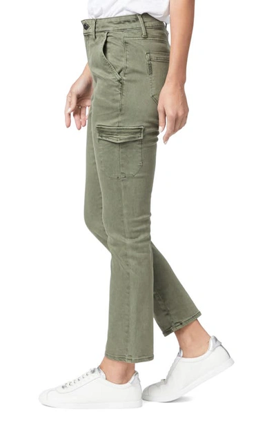 Shop Paige Jolie High Waist Ankle Slim Utility Pants In Vintage Ivy Green
