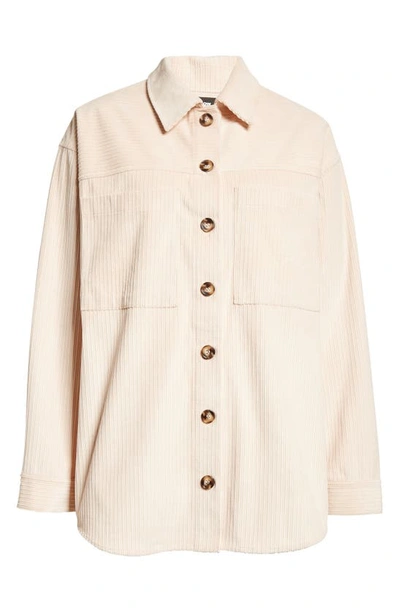 Shop Monrow Oversize Corduroy Shacket In Light Taupe