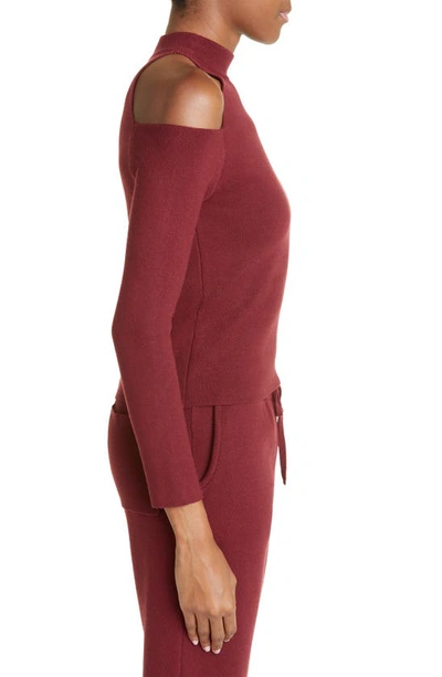 Shop Monrow Supersoft Cold Shoulder Sweater In Rhubarb