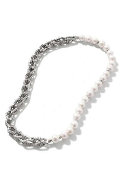 Shop John Hardy Asli Link Chain & Pearl Necklace In White