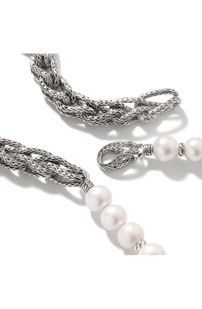 John Hardy ‘asli Classic Chain' Freshwater Pearl Sterling Silver Chain Necklace In White