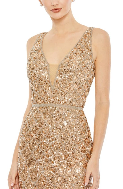 Shop Mac Duggal Hand Beaded Body-con Cocktail Dress In Light Copper
