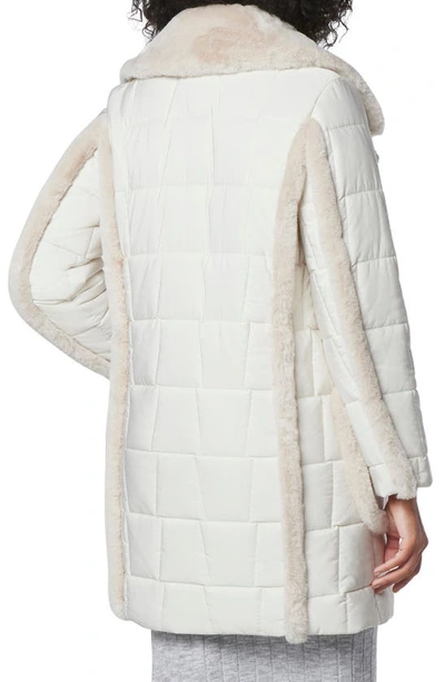 Andrew Marc Astor Quilted Faux Shearling Trim Coat In Birch | ModeSens