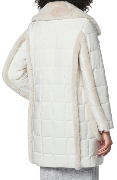 Andrew Marc Astor Quilted Faux Shearling Trim Coat In Birch