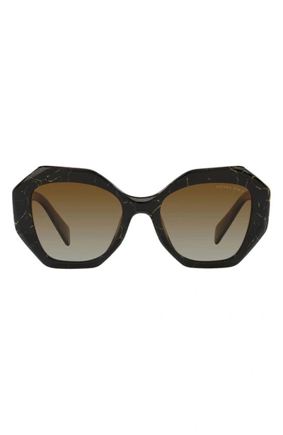 Shop Prada 53mm Polarized Sunglasses In Black Marble Polarized