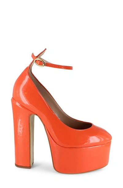 Shop Zigi Artisan Nikole Ankle Strap Platform Pump In Orange Patent