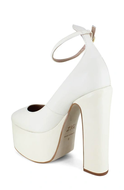 Shop Zigi Artisan Nikole Ankle Strap Platform Pump In White Leather