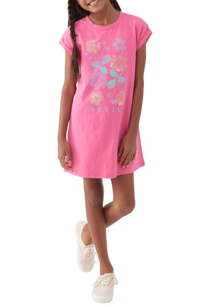 Shop O'neill Kids' Kirah Graphic T-shirt Dress In Azalea