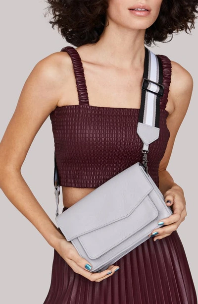 Shop Botkier Cobble Hill Leather Crossbody Bag In Silver Grey
