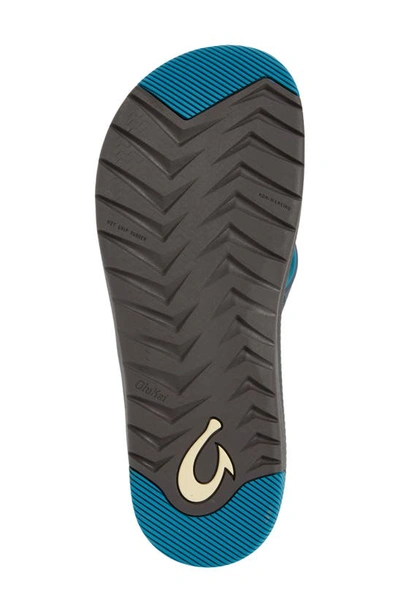 Shop Olukai Awiki Flip Flop In Trench Blue / Pavement